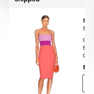 Strap colorblock Midi Dress